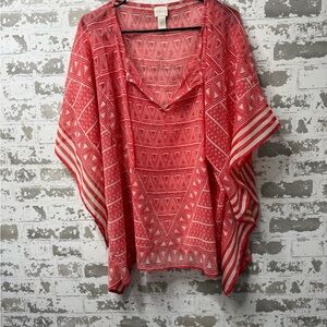 Chico's Coral Geometric Blouse